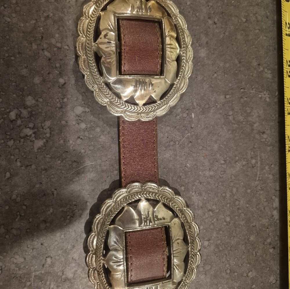 Silver and Brown  Brighton Concho Belt - Picture 3 of 9